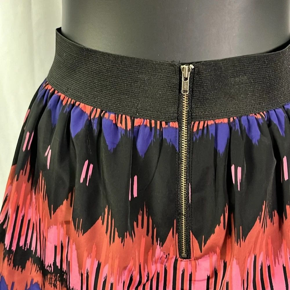 LC Lauren Conrad Pink Purple & Black Printed Tiered Hem High Waisted Mini Skirt